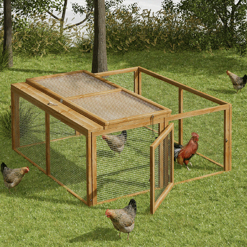 Cage à poulailler pliable en bois Leithow, Brun