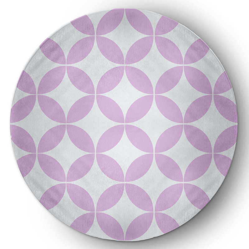 Chenille Geometric Indoor Rug, Round 5'