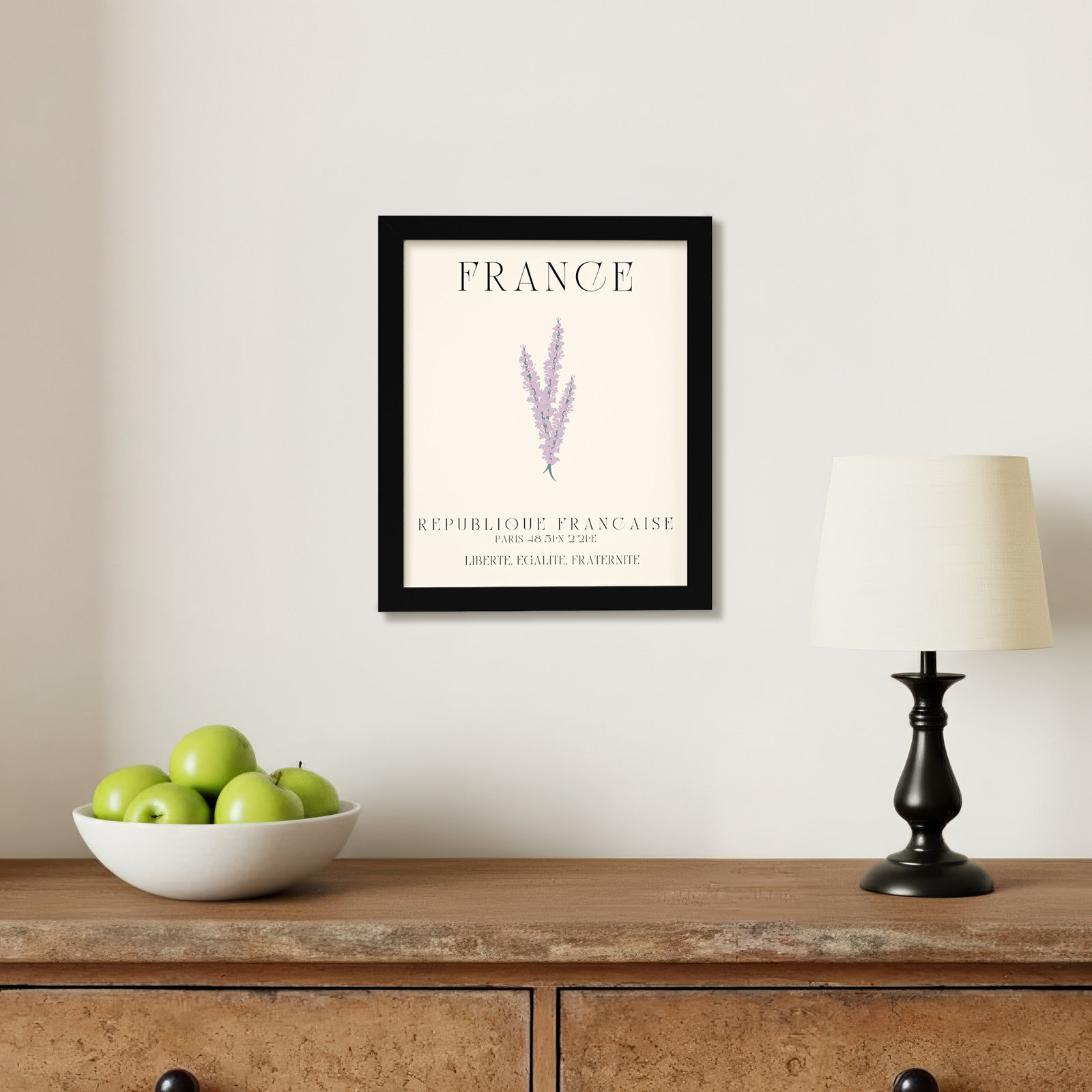 France Travel Poster French Lavender by Chayan Lewis, 11" W x 13" H x 1" D, Black Framed