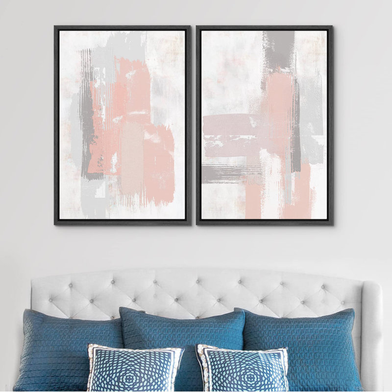 «Peach Grey Grey Paint Stroke Collage Abstract Wall Images Graffiti & Street Art Modern», 2 pièces, H 36 po x l 24 po, Noir