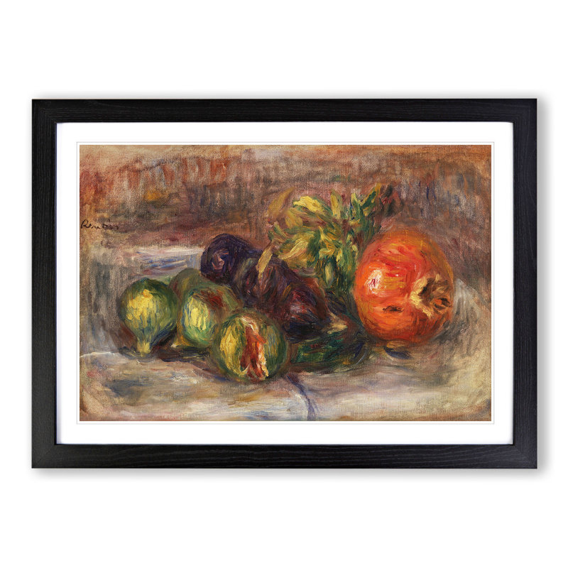 Pomegranate and Figs by Pierre-Auguste Renoir - Picture Frame Painting, Black Framed, 36cm H x 48cm W x 2cm D
