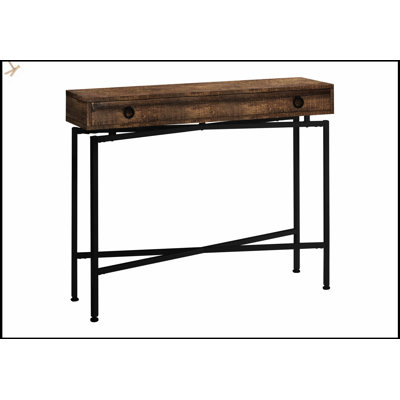 Table d'appoint étroite avec tiroir de rangement, plateau en stratifié beige et base en métal noir durable pour le vestibule ou le salon