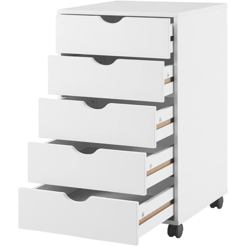 Jamariona Modern 5-Drawer Filing Cabinet for Home Office – Rolling File Storage Cabinet with Wheels, Under-Desk Drawer Organizer for Documents, Folders & Office Supplies