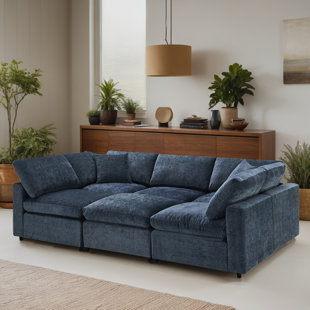 6 - Piece Upholstered Modular Sleeper Sectional Sofa Bed for Living Room