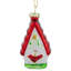 Ornement de Noël 3,25 "rouge et blanc avec verre cardinal