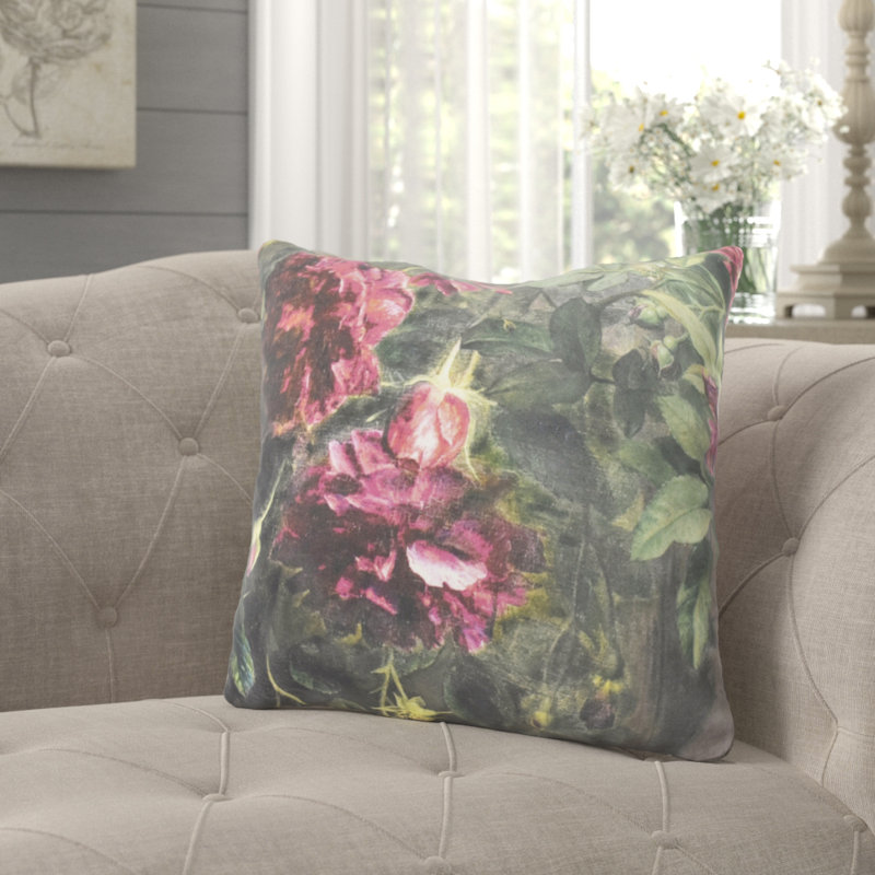 Housse et insert de coussin carré Fickle Florals e by design, 16 po x 1 po