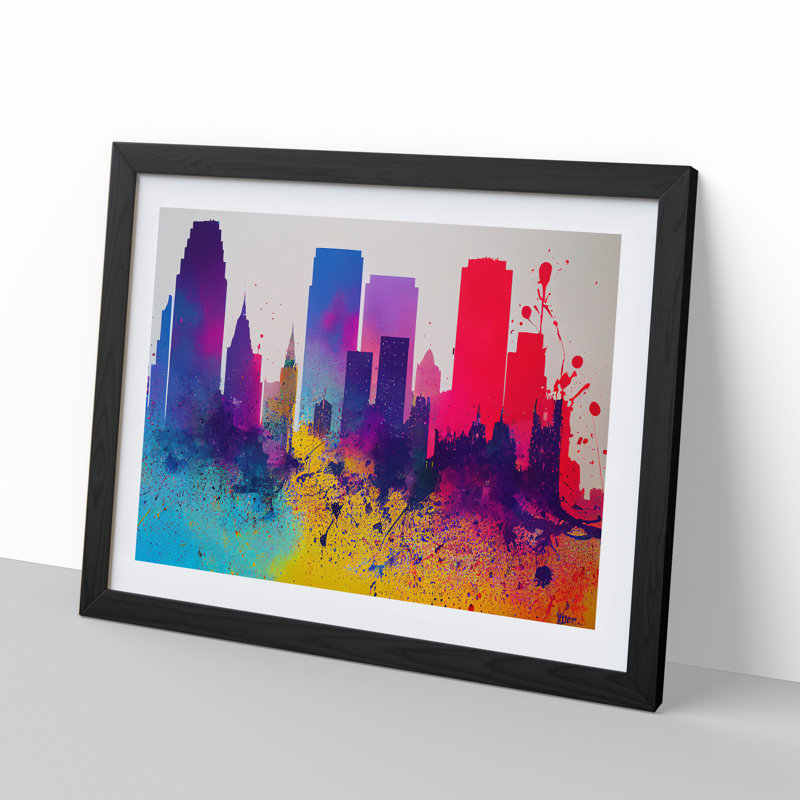 Skyscraper Skyline Splash Vol.2 Abstract - Framed Print, Black, 34cm H x 46cm W x 2cm D
