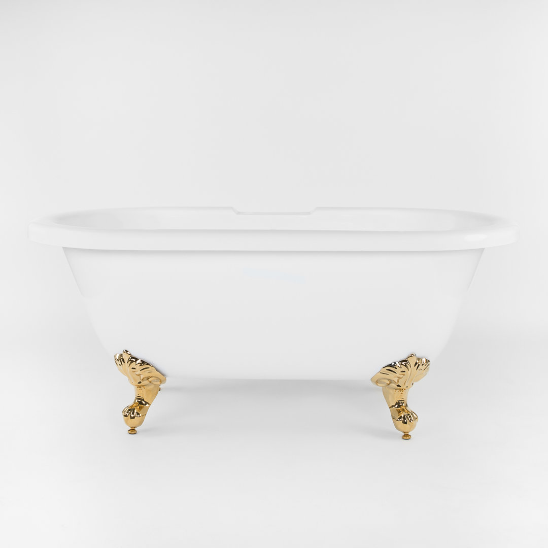 Windsor 66.75" x 30" Clawfoot Soaking Acrylic Bathtub Chevington Feet 