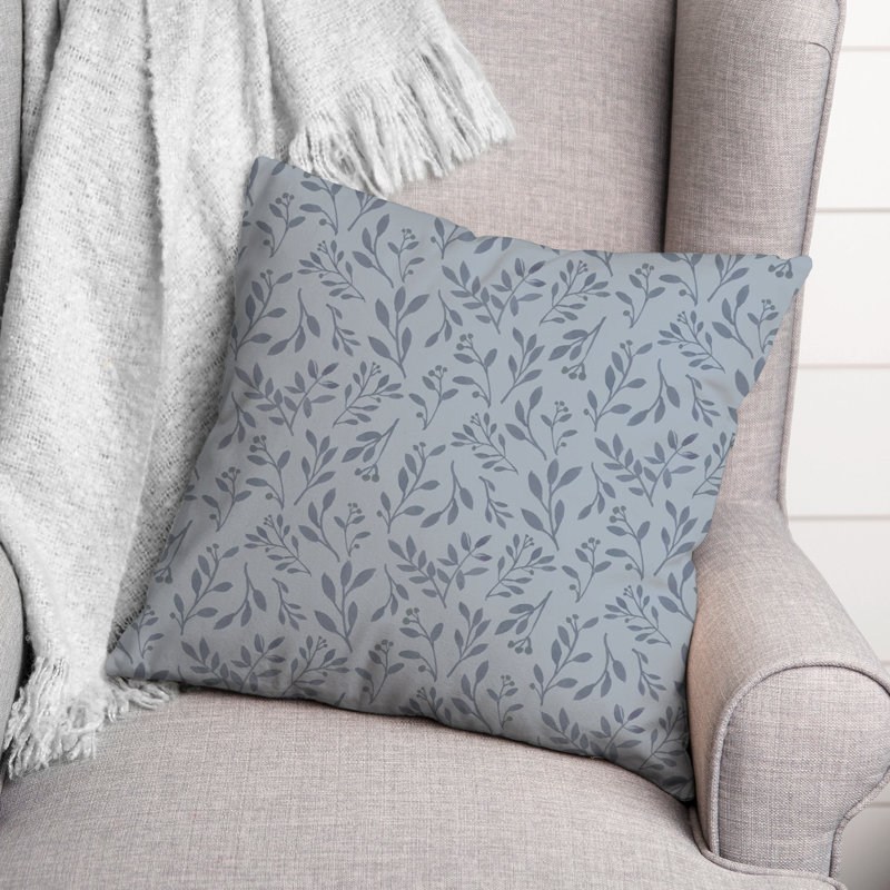 Floral Reversible Throw Pillow, Blue