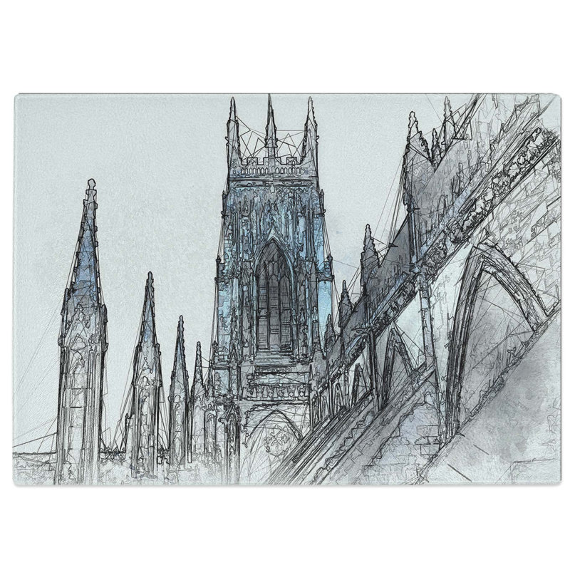 Tempered Glass York Minster in Abstract Chopping Board, 28.5 cm W x 20 cm L