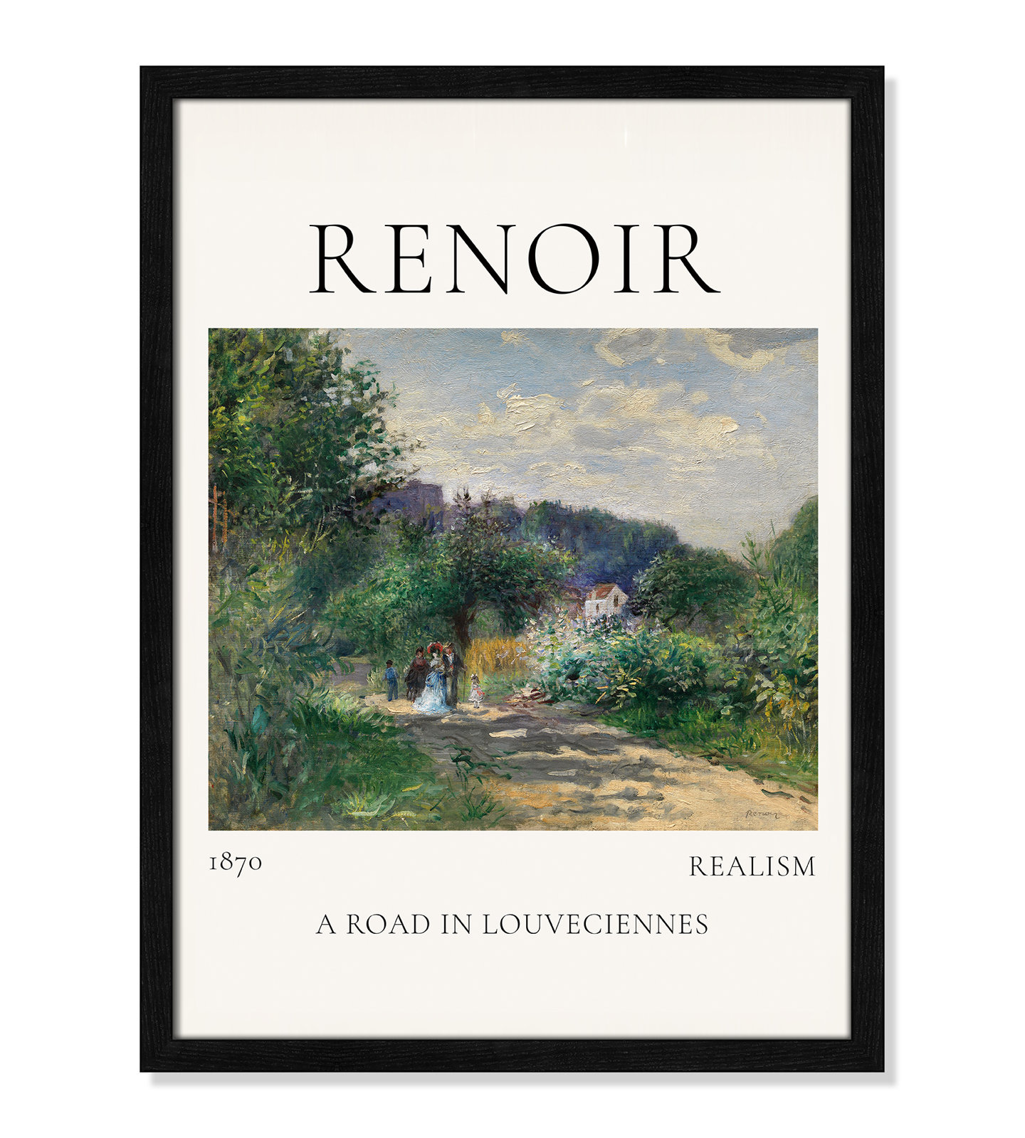 Rocchetto "A Road in Louveciennes" Print, Black Single Picture Frame, No, 23" H x 17" W x 0.75" D
