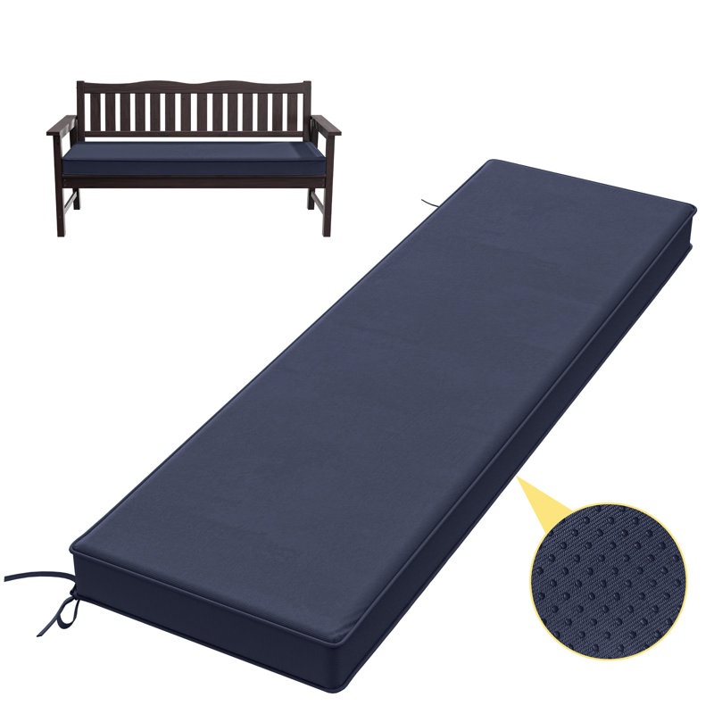 Coussin de banc antidérapant de 3 po d'épaisseur pour une utilisation intérieure et extérieure, l 60 po x P 18 po, Marine