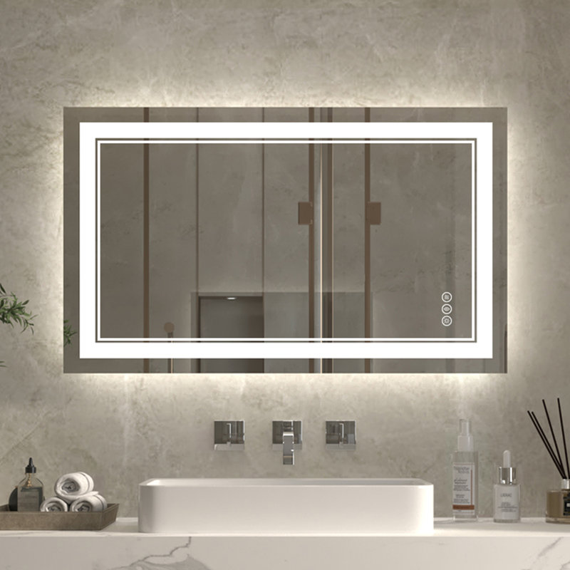 Miroir de salle de bain mural surdimensionné sans cadre, 24 po x 40 po, Rectangle