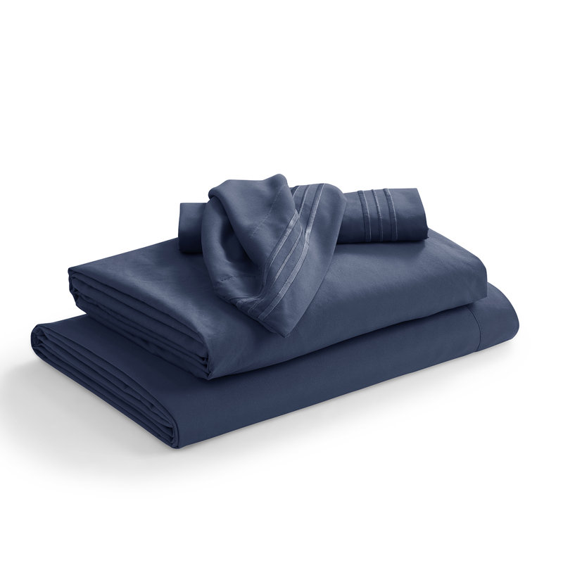 1800 Series Double-Brushed Microfiber Hypoallergenic Sheet Set, Navy Blue, Twin XL Sheet Set with 1 Pillowcase
