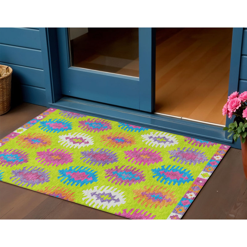 Tapis extérieur lavable 3 pi x 5 pi vert lime