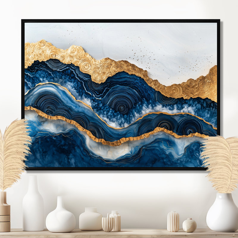 «Safire Lake Into The Pine Forest IV» - art mural lac, H 12 po x l 20 po, Avec cadre, Noir