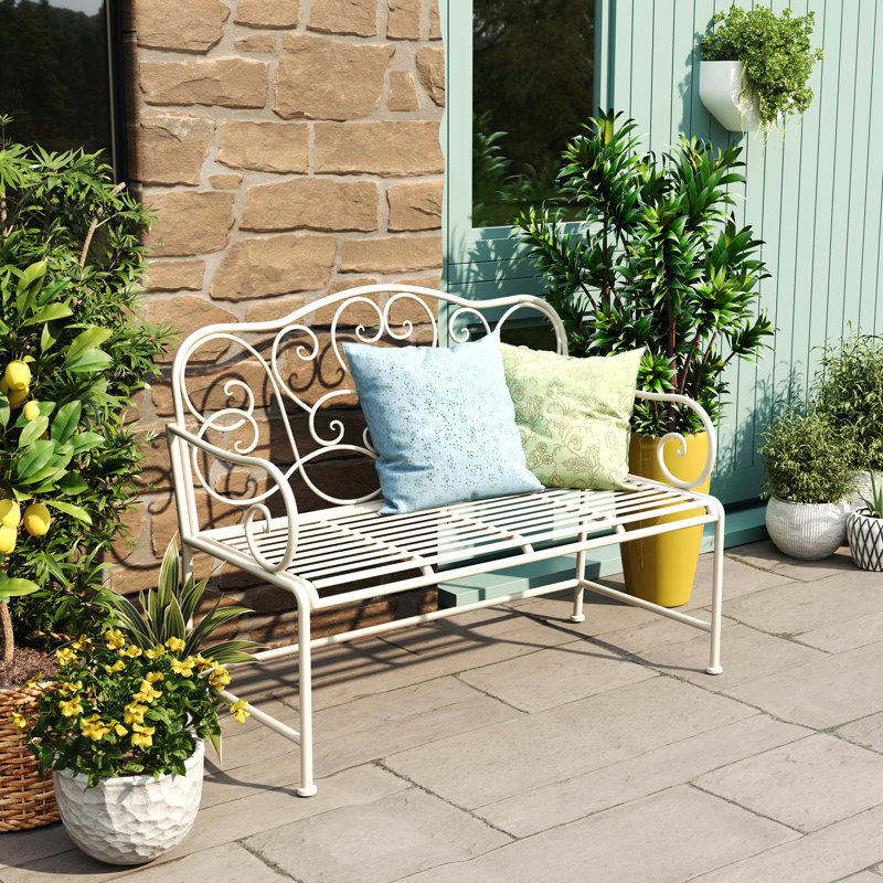 Banc de jardin Sunnydaze - blanc, Blanc mat