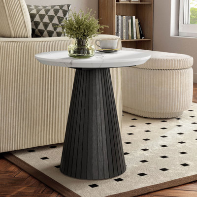 Housel Faux Marble Round End Table