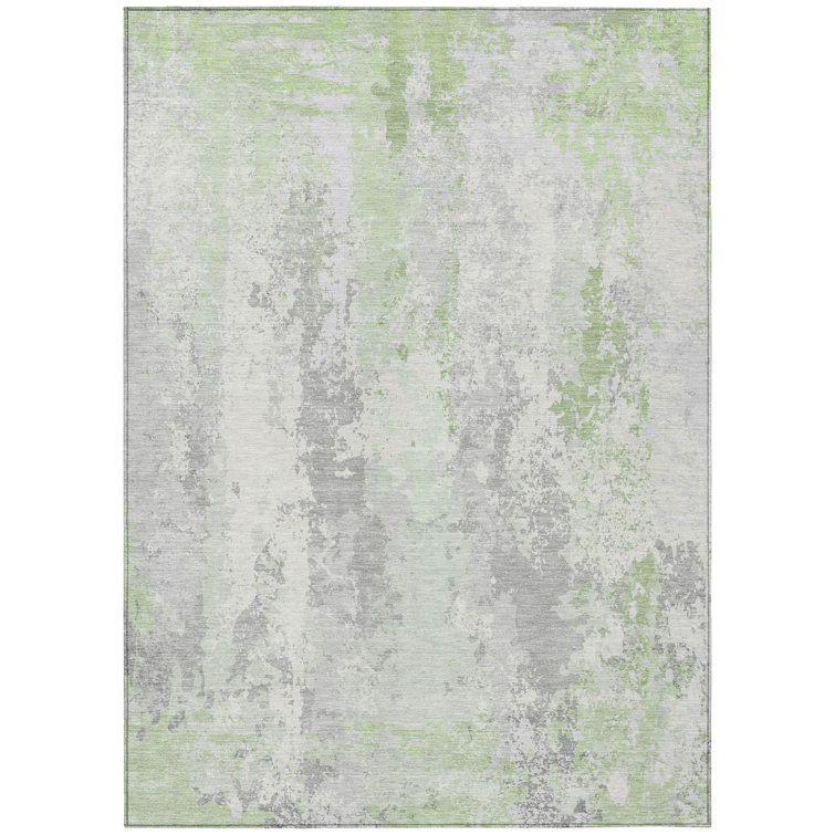 Machine Washable Indoor/Outdoor Xhevrie Aloe Rug