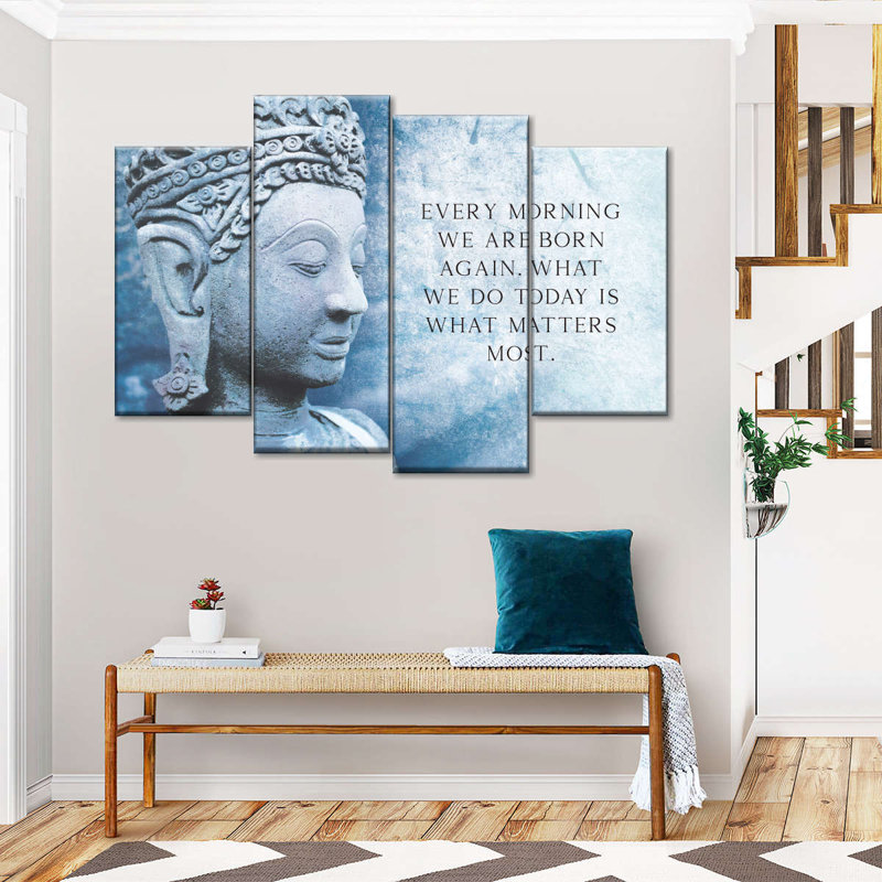 «Buddha What Matters Most», ensemble de 4 pièces sur toile, H 22 po x l 36 po x P 1 po