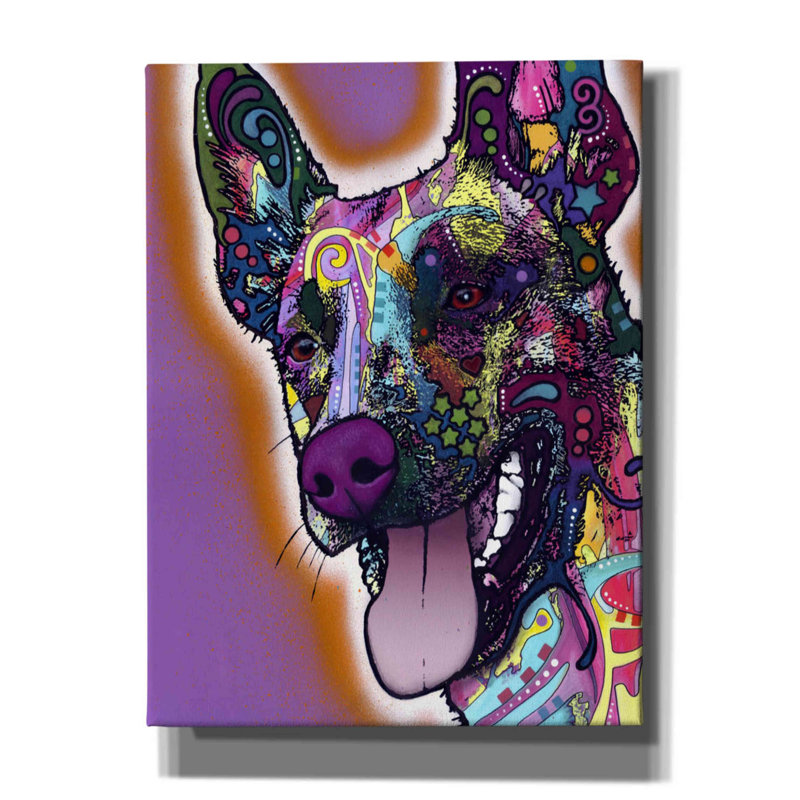 «Malinois» par Dean Russo, estampe numérique sur toile, H 16 po x l 12 po x P 0,75 po