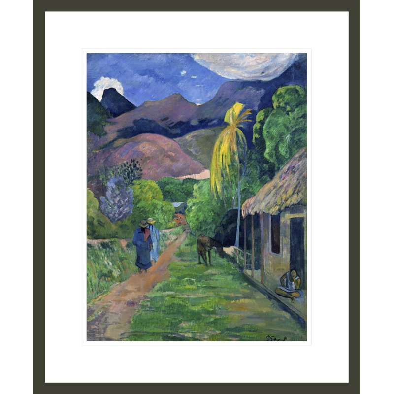 Street in Tahiti par Paul Gauguin - Estampe numérique encadrée, H 21,43 po x l 17,75 po