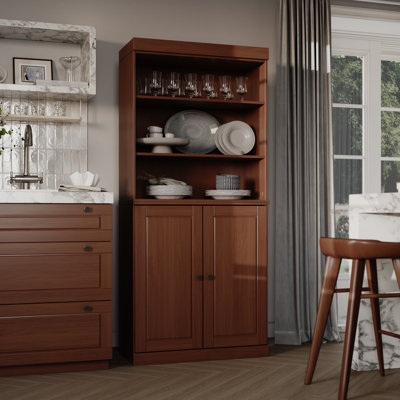 Birce 100% Solid Wood 32" Pantry Cabinet with Solid Doors, 2-Drawers and Adjustable Shelves by Red Barrel Studio