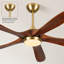 Ventilateur de plafond bronze antique et bois de noyer, ventilateur de plafond de 62 po de style Mid-Century moderne avec 5 pales réversibles, moteur à courant continu silencieux et lumière DEL à intensité variable 3 couleurs pour les pièces à plafond haut