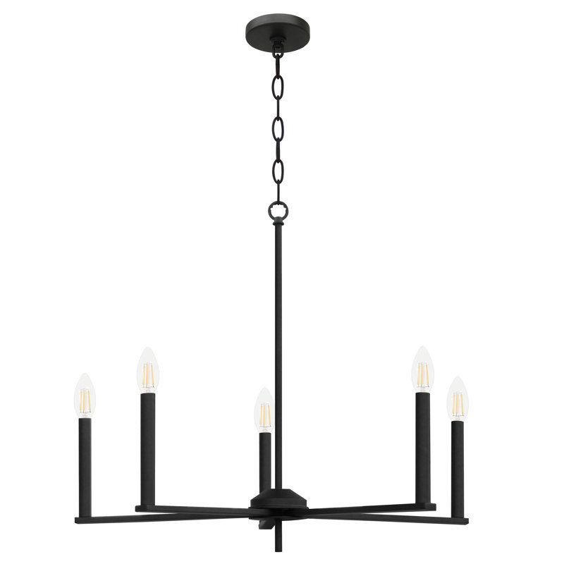 Lustre noir mat 5 lumières, 1, 5, Noir
