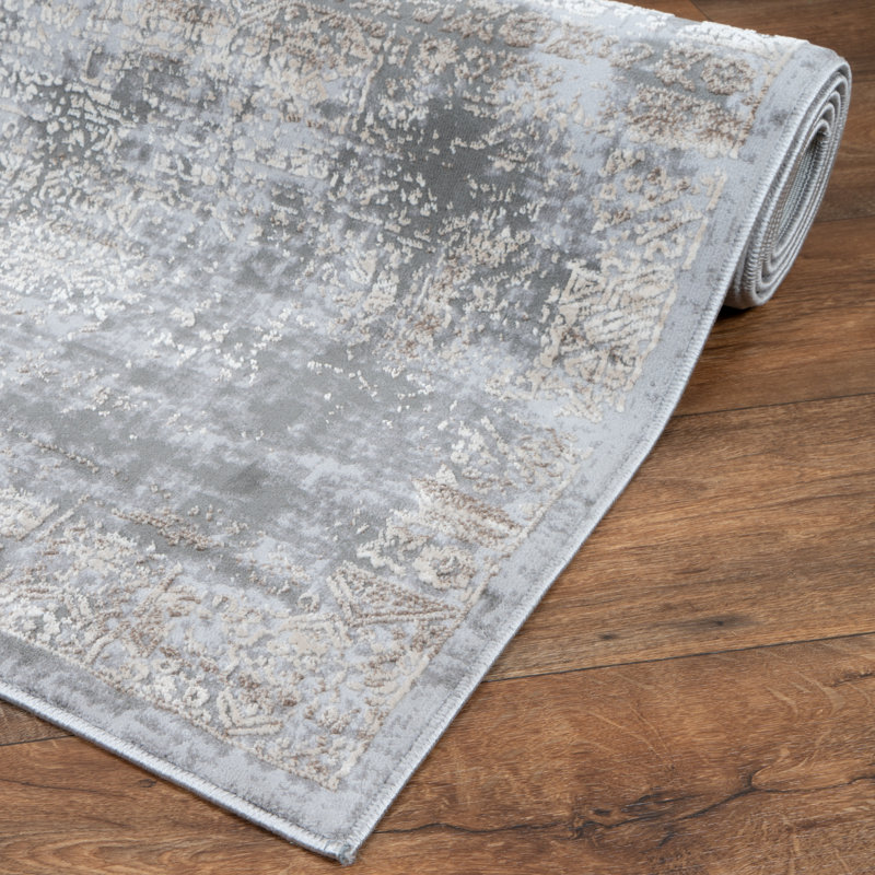 Abstract Machine Woven Gray Area Rug, Rectangular 160 x 230cm