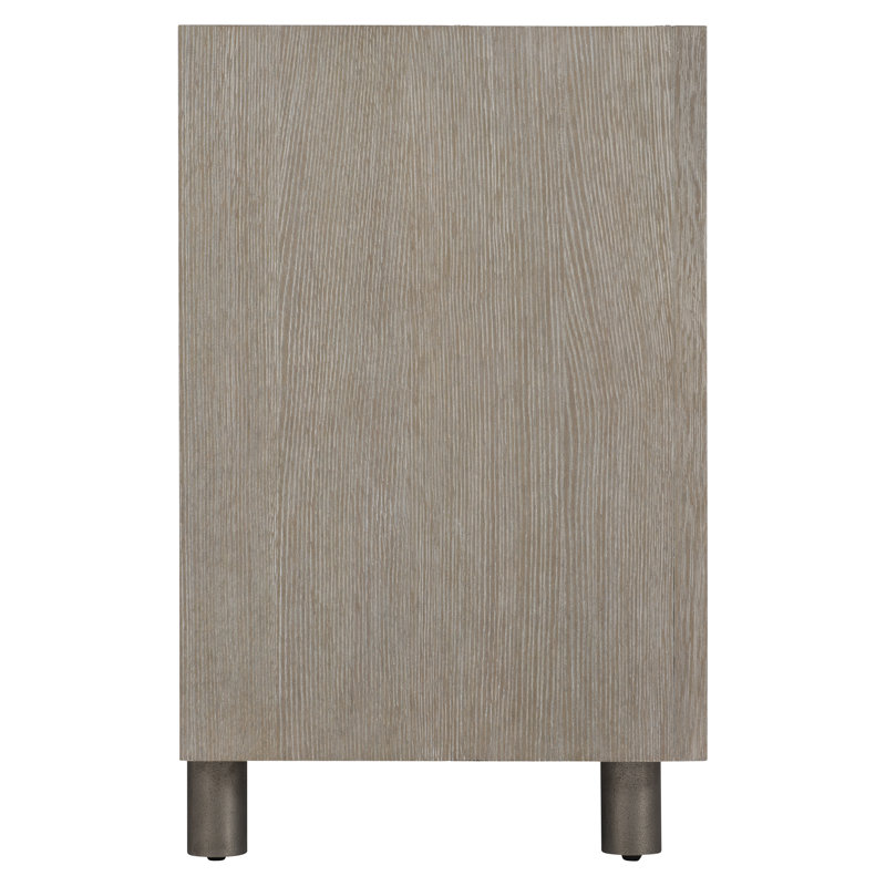 Transitional Gray 76'' Solid Wood Sideboard with Geometric Metal Accents