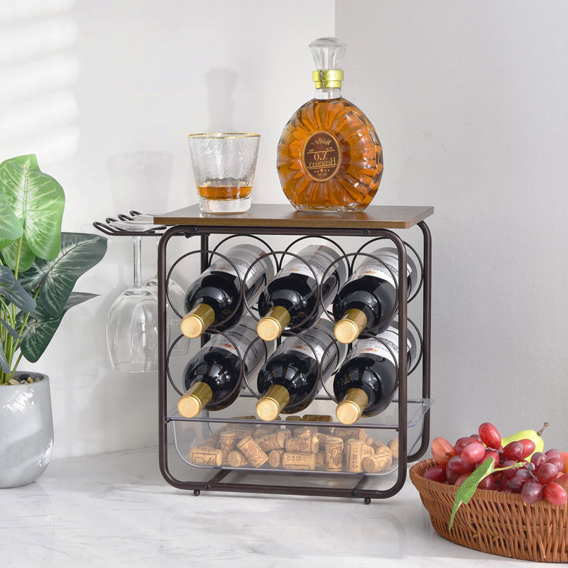Aivo 6 Bottle Tabletop Wine Bottle Rack in