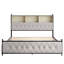 Modern Velvet Upholstered Storage Bed with Drawers, LED Headboard, USB Charging Port & Open Shelf Headboard-951861241