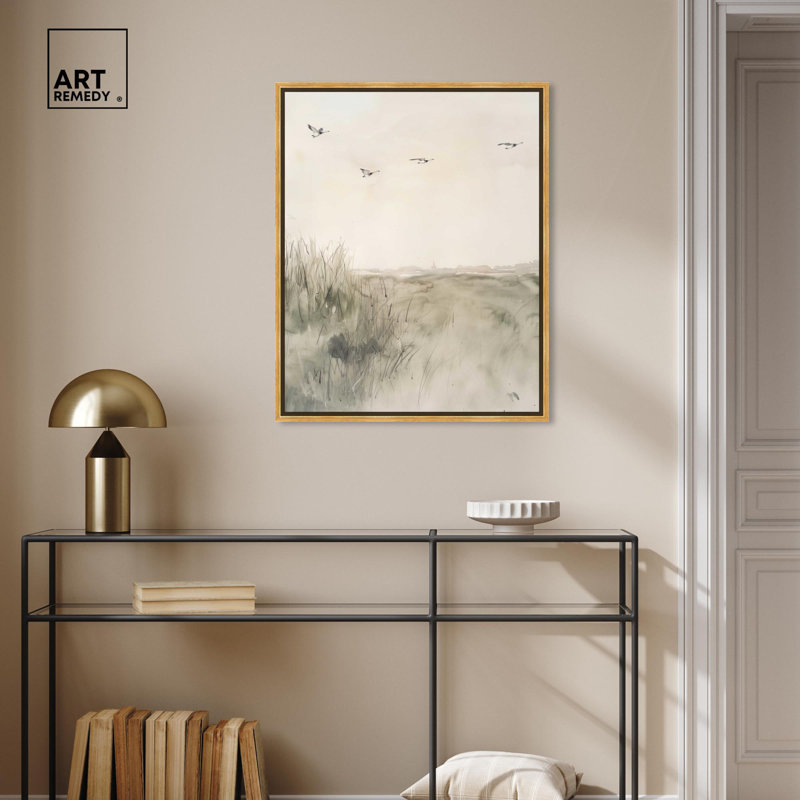 Gaviotas Gold Framed Abstract Canvas Wall Art, 20" x 16"