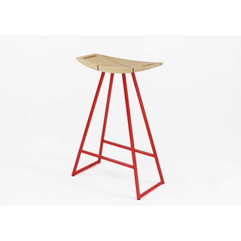 Tabouret de bar et de comptoir Robert, Érable, Rouge, Tabouret de comptoir (siège d'une hauteur de 24 p