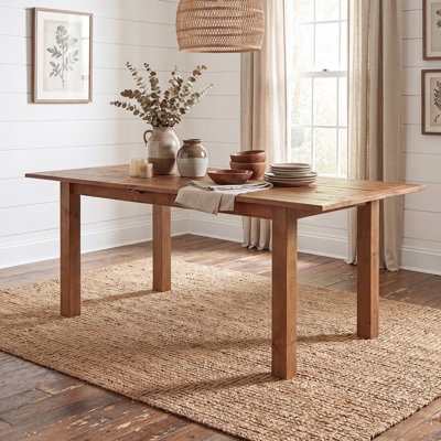 Rectangular Extendable Solid Reclaimed Pine Wood Dining Table For 4-6 People, Farmhouse Dining Table For Kitchen, Dining Room