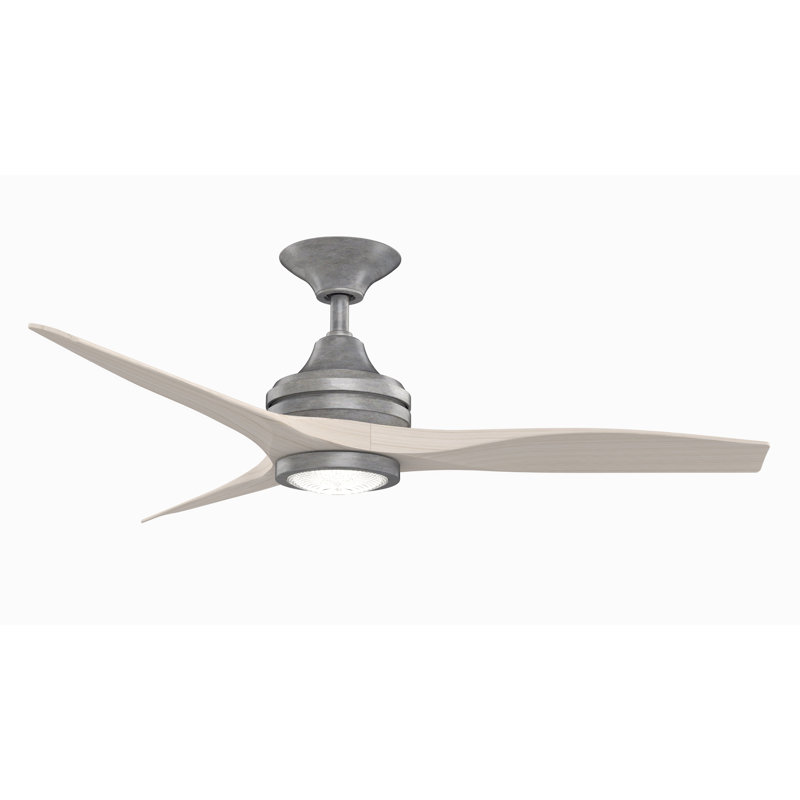 Ventilateur de plafond intérieur / extérieur 48 po Spitfire avec ensemble d'éclairage DEL blanc mat avec pales blanc délavé