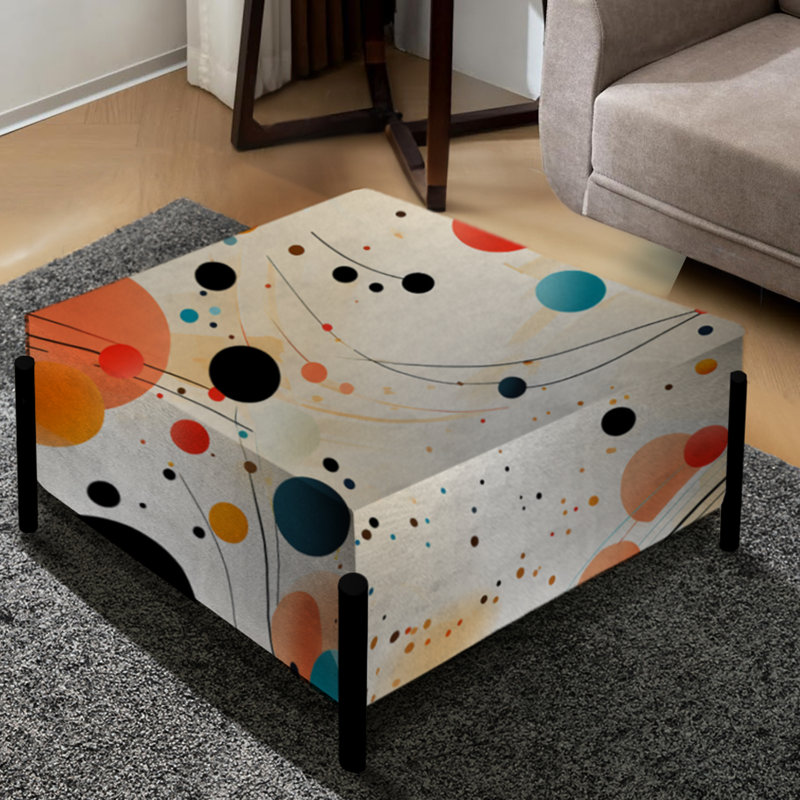 Motif rétro futuriste à pois - Grand repose-pieds carré à pois