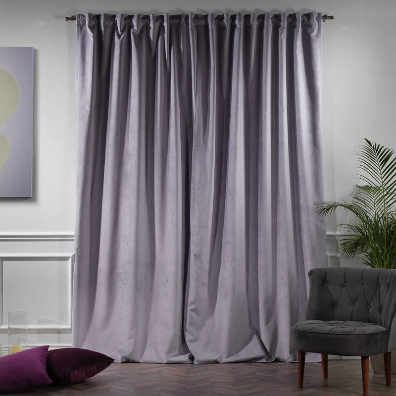 Extra Long & Extra Wide Matte Velvet Curtain Panel, 140cm Width x 350cm Drop, 72 LAVENDER