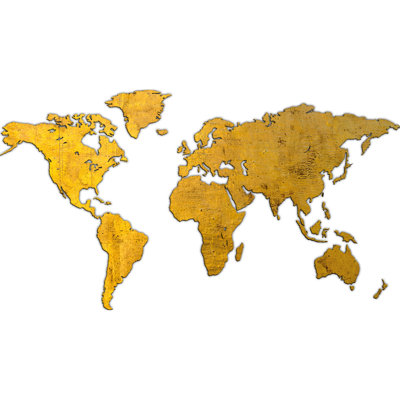 Mappa del Mondo - Gold - Rectangle Print on MDF