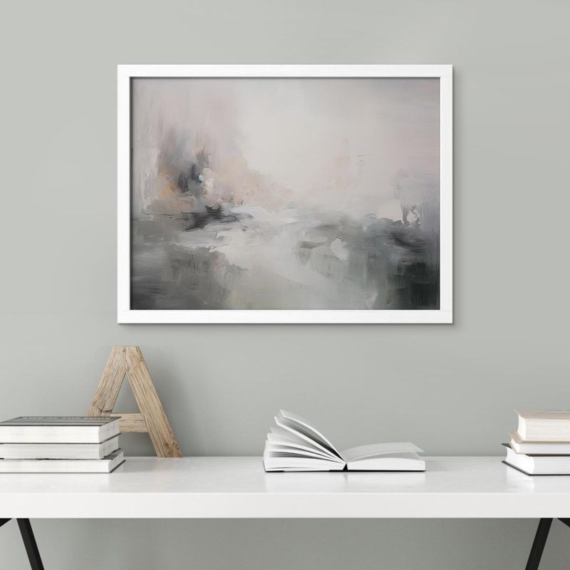 «Ethereal Mist Abstract Neutral Tone» sur papier, Blanc, H 12 po x l 16 po
