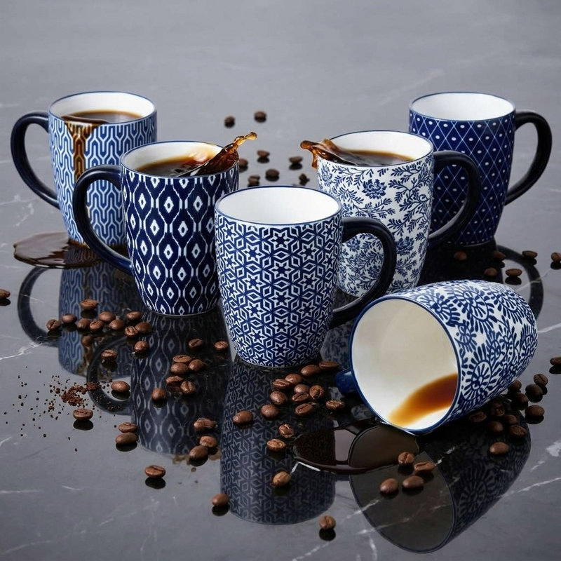 16 oz Coffee Mugs Set of 6 with Handle, Dishwasher Microwave Safe