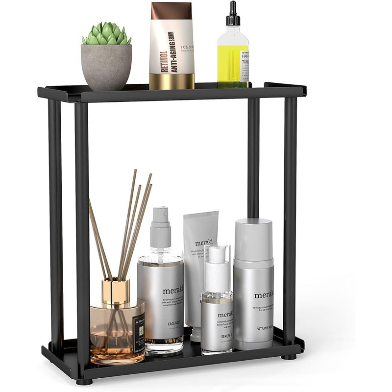2-Tier Metal Small Makeup Organizer Vanity Countertop Skincare & Perfume Storage