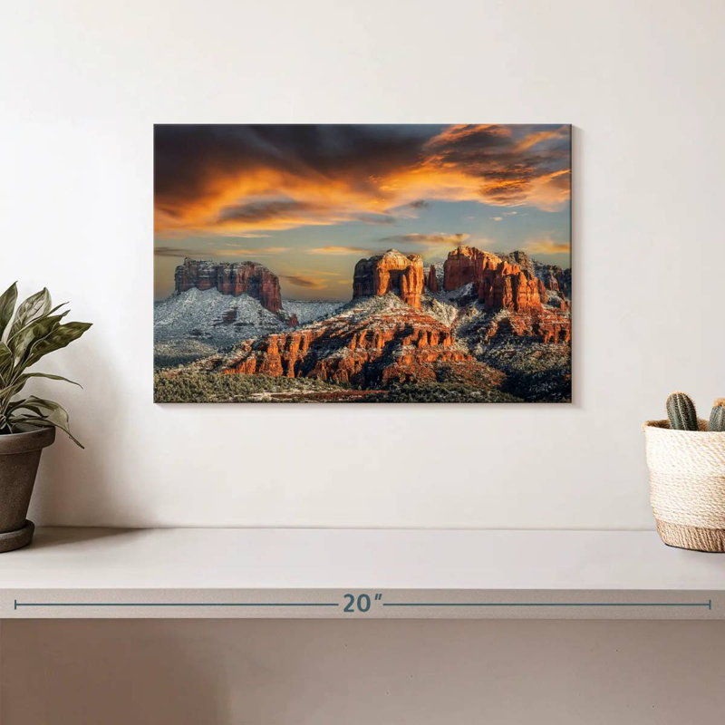 Alvord Sunset And Show Over Cathedral Rock Sedona, 8" H x 12" W