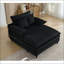 Chaise longue, canapé-lit réglable à 4 vitesses de 54,75 po avec 2 coussins | Velours côtelé | Noir | Cadre en bois massif-881860129