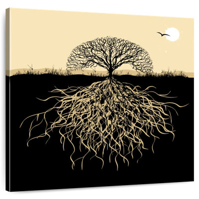 Silhouette d'un arbre Harnek avec des racines