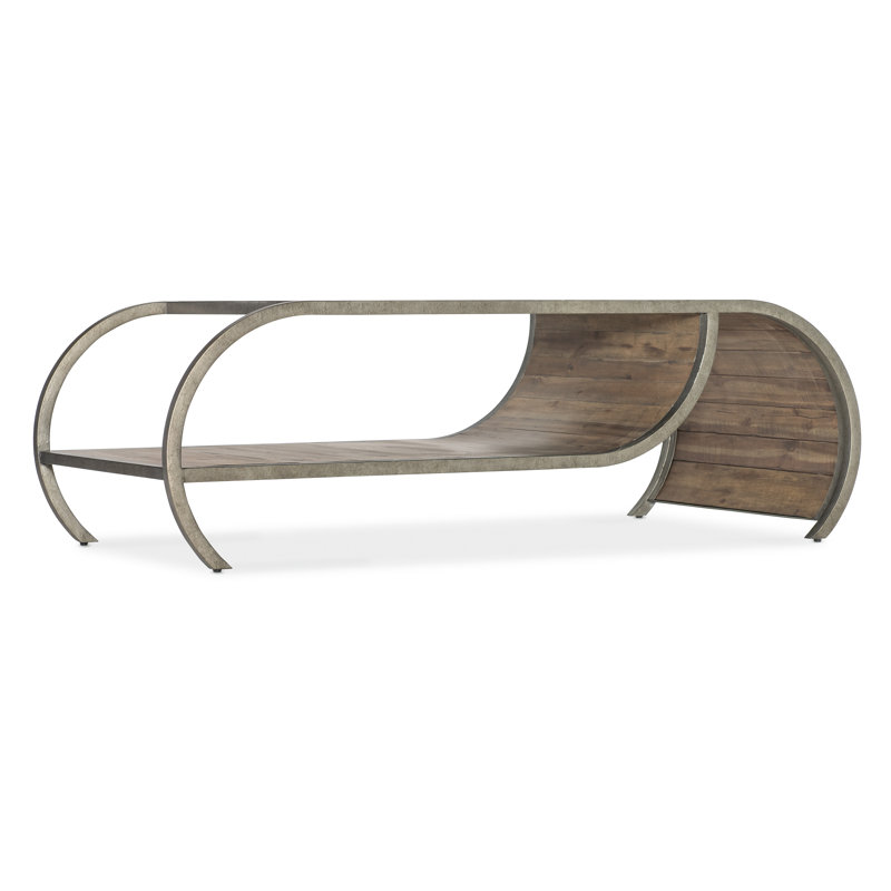 Rustic Brown Wood and Metal Open Ended Cocktail Table