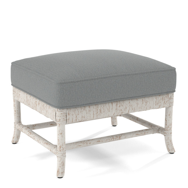 Lafayette Ottoman, Blue/Teal Animal Print; 0438-63, Antique Frost White