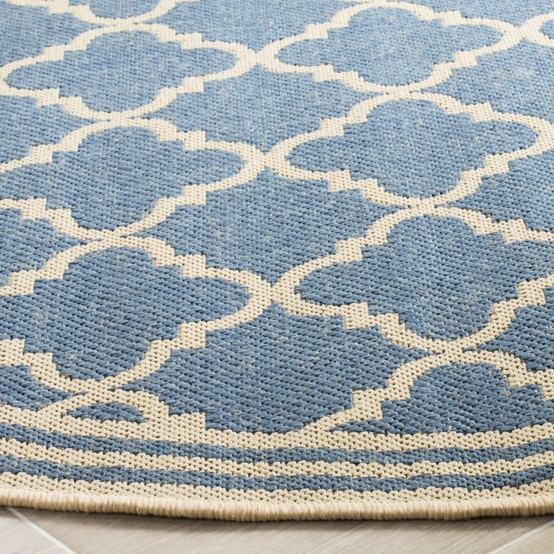 Ferrill 100 Performance Geometric Indoor/Outdoor Area Rug, Round 6'7"