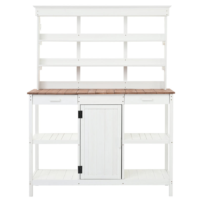 Grande table de rempotage en bois 66 po, Blanc